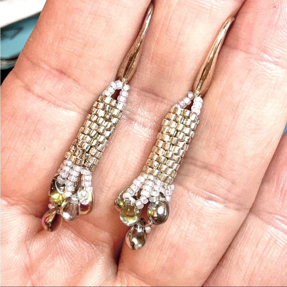 #081 Silver EARRINGS "SILVER RAIN". Vintage.